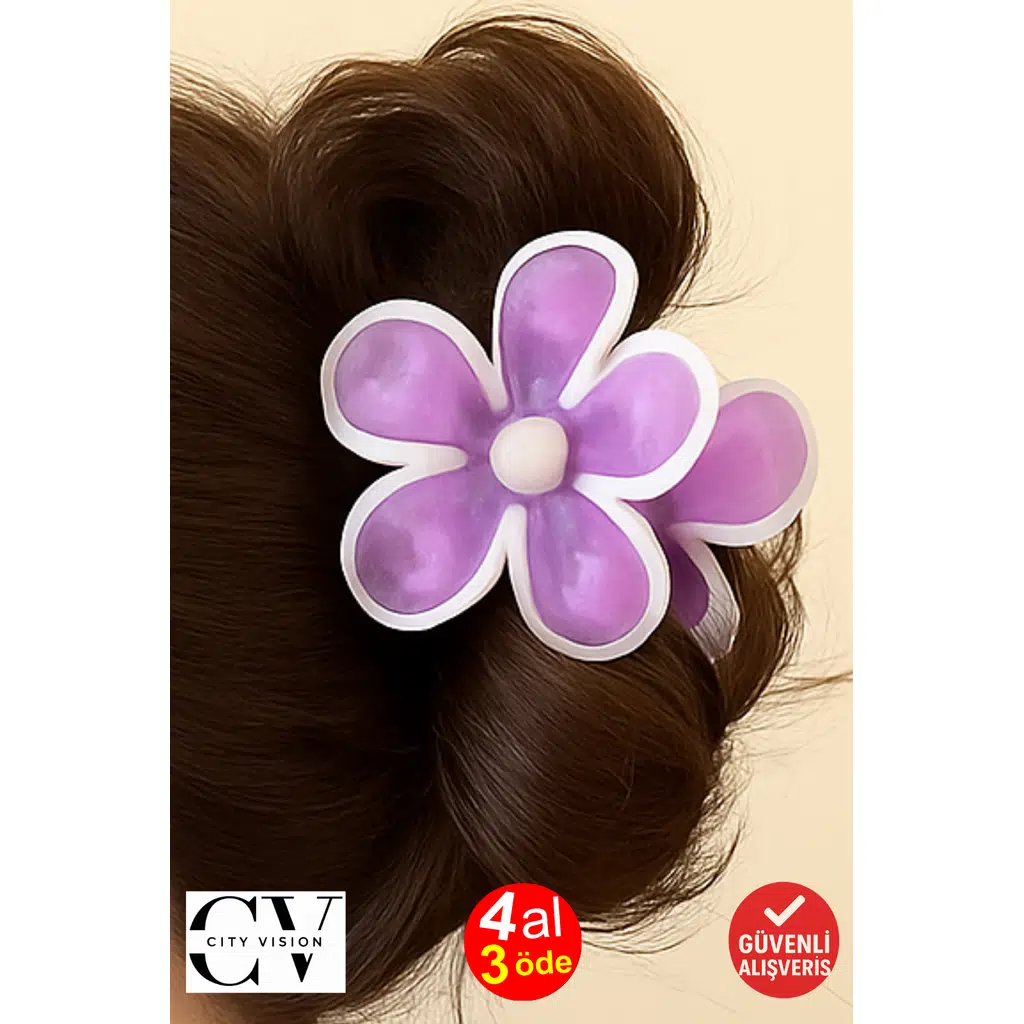  Papatya Model Mor Renk 7 cm Mandal Saç Tokası – Şık ve Dayanıklı