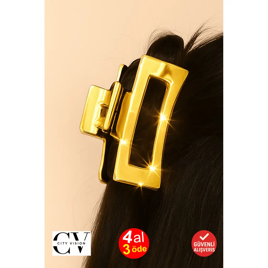 Parlak Altın Renk Dikdörtgen Mandal Toka 10 cm - Şık ve Dayanıklı