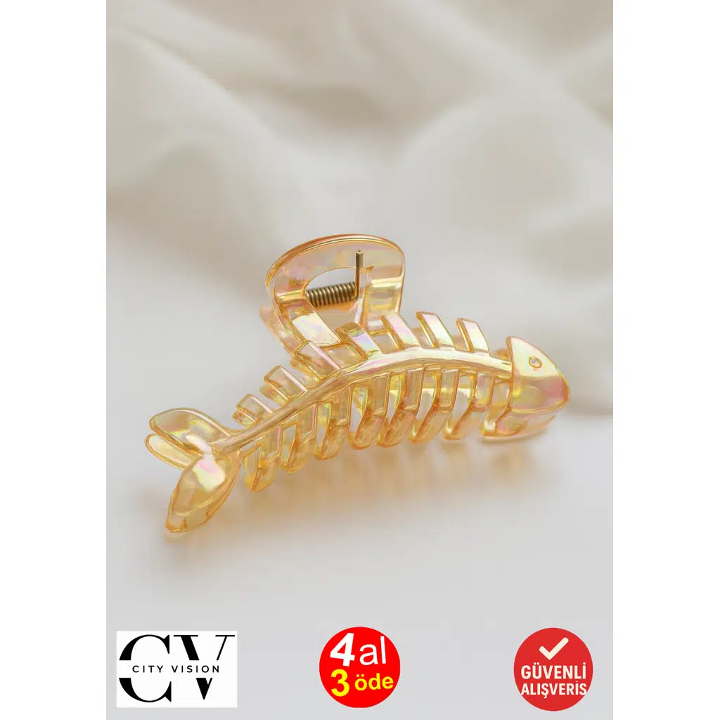 Parlak Kahverengi Renk Balık Model Mandal Saç Tokası 10 cm