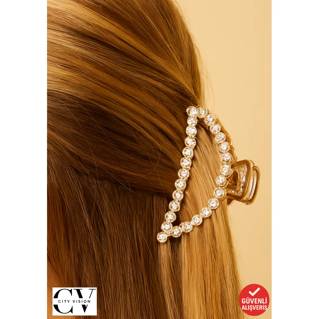 Parlak Taşlı 7 cm Metal Mandal Saç Tokası – Şık ve Dayanıklı Saç Aksesuarı