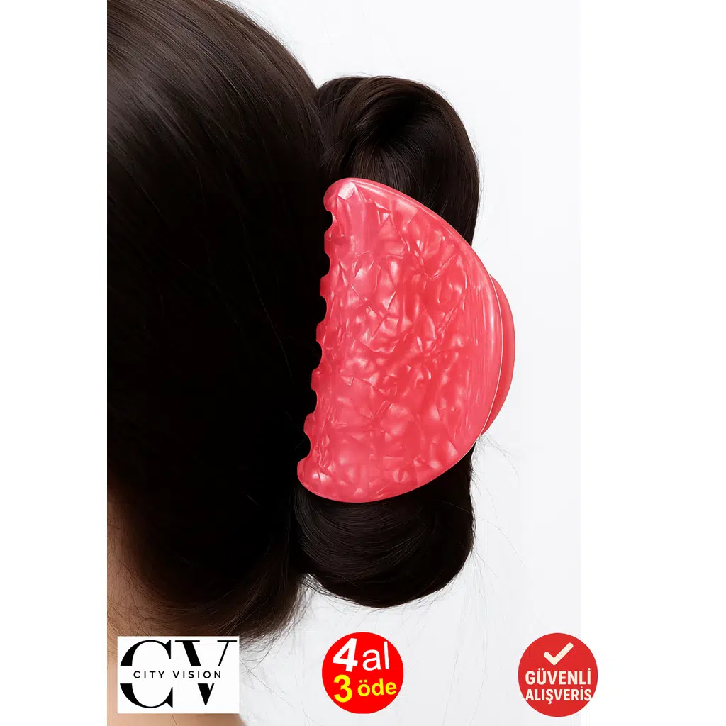 Pembe Parıltılı Denizkabuğu Model Asetat Mandal Saç Tokası 7 cm – Şık ve Dayanıklı 