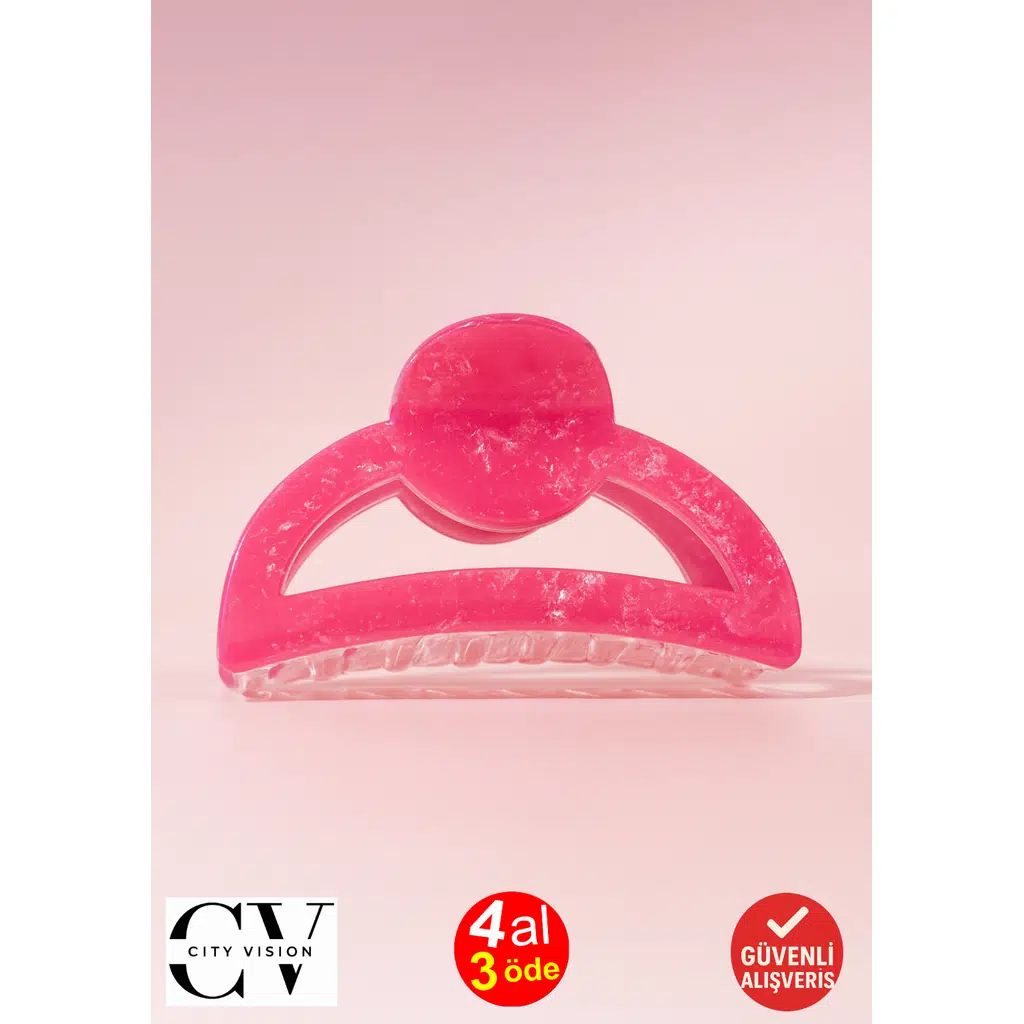 Pembe Parıltılı Oval Model Asetat Mandal Saç Tokası 9 cm – Şık ve Dayanıklı 
