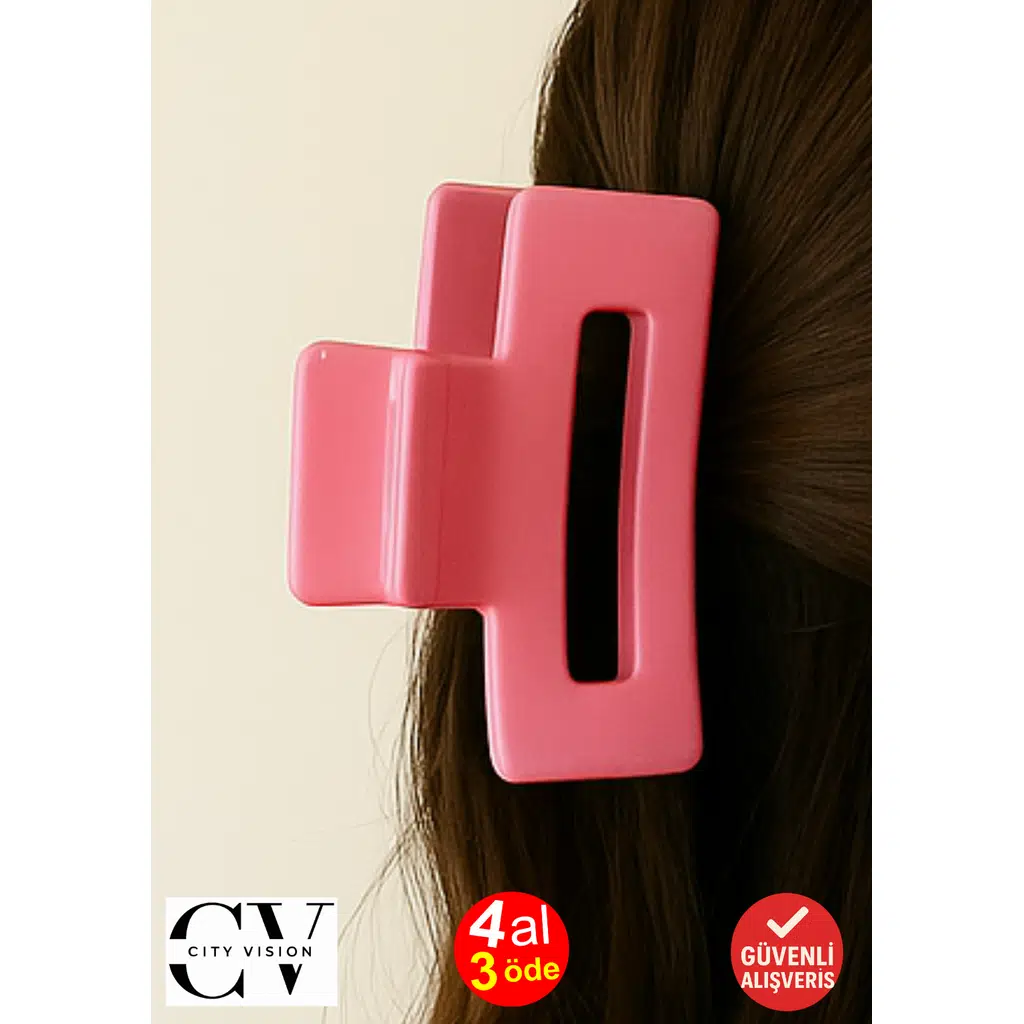  Pembe Renk Televizyon Model Mandal Saç Tokası 11 cm - Şık ve Dayanıklı