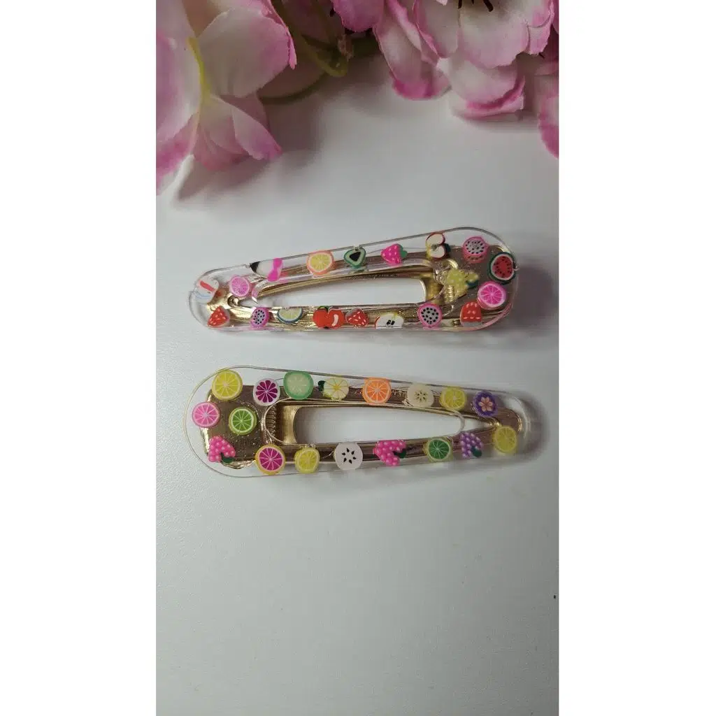 Saç Tokası 2 adet meyve figürlü 7 cm