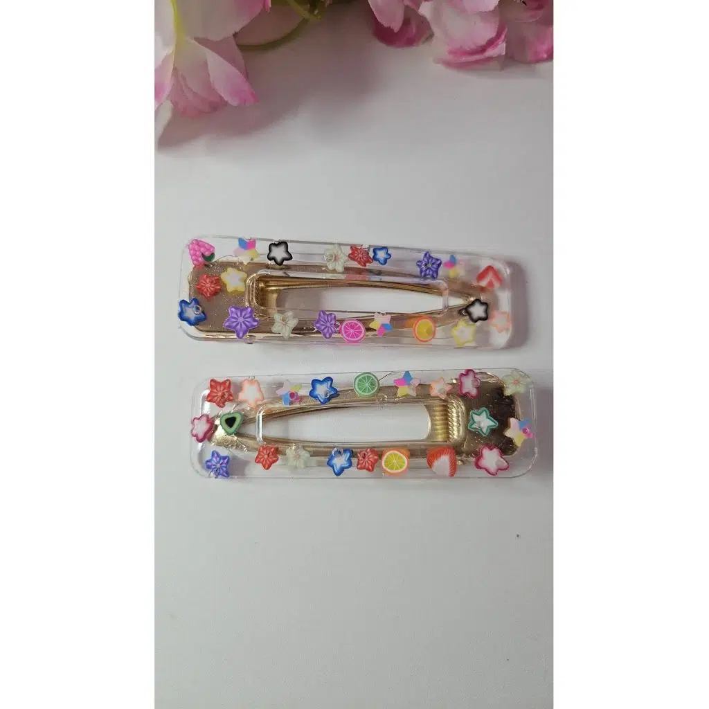 Saç Tokası 2 adet Yıldız Figürlü 7 cm