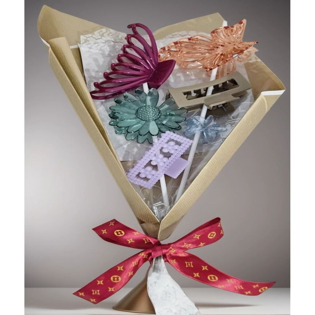 Saç Tokası Buketi - 6 adet Orta ve Büyük Boya Toka - Sevgililer Günü Hediyesi