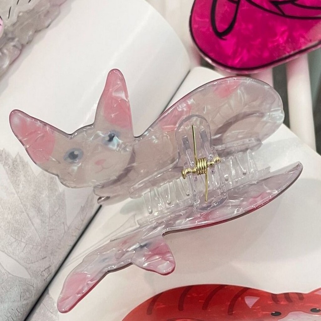 Sevimli Kedi Figürlü Kemik Mandal Toka 8 cm 