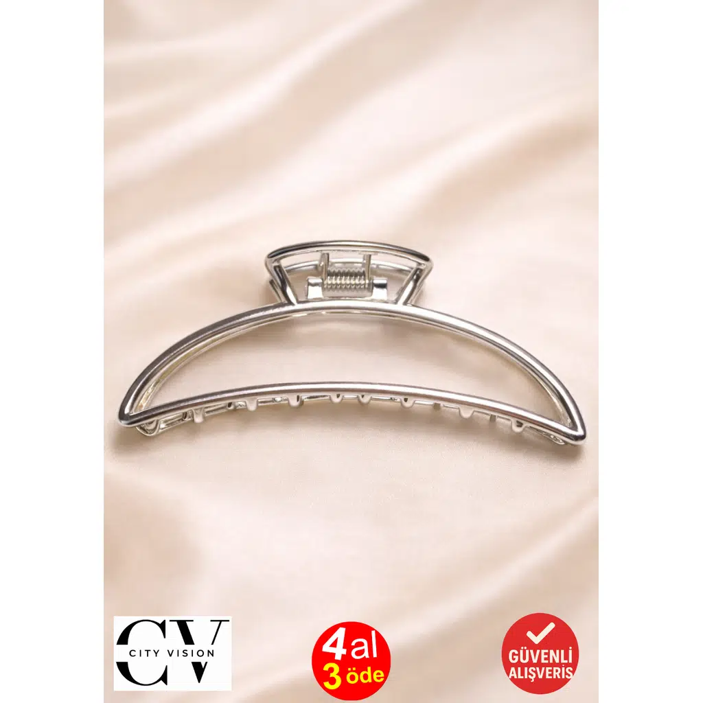 Silver Metal Saç Tokası – Minimal ve Şık Mandal Toka 8 cm 