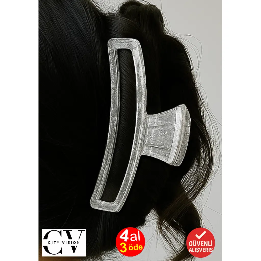 Simli Gri Renk Eliptik Model Mandal Toka 11 cm - Şık ve Dayanıklı