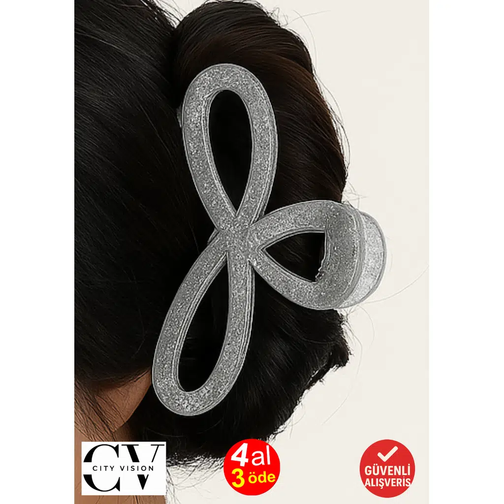 Simli Gri Renk Kurdele Model Mandal Toka 11 cm - Şık ve Dayanıklı