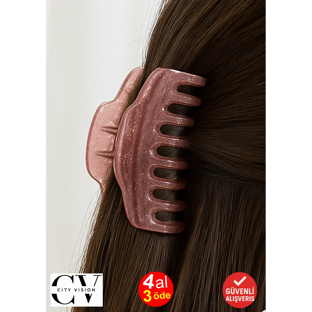 Simli Gül Kurusu Renk Tırmık Model Mandal Toka 11 cm - Şık ve Dayanıklı