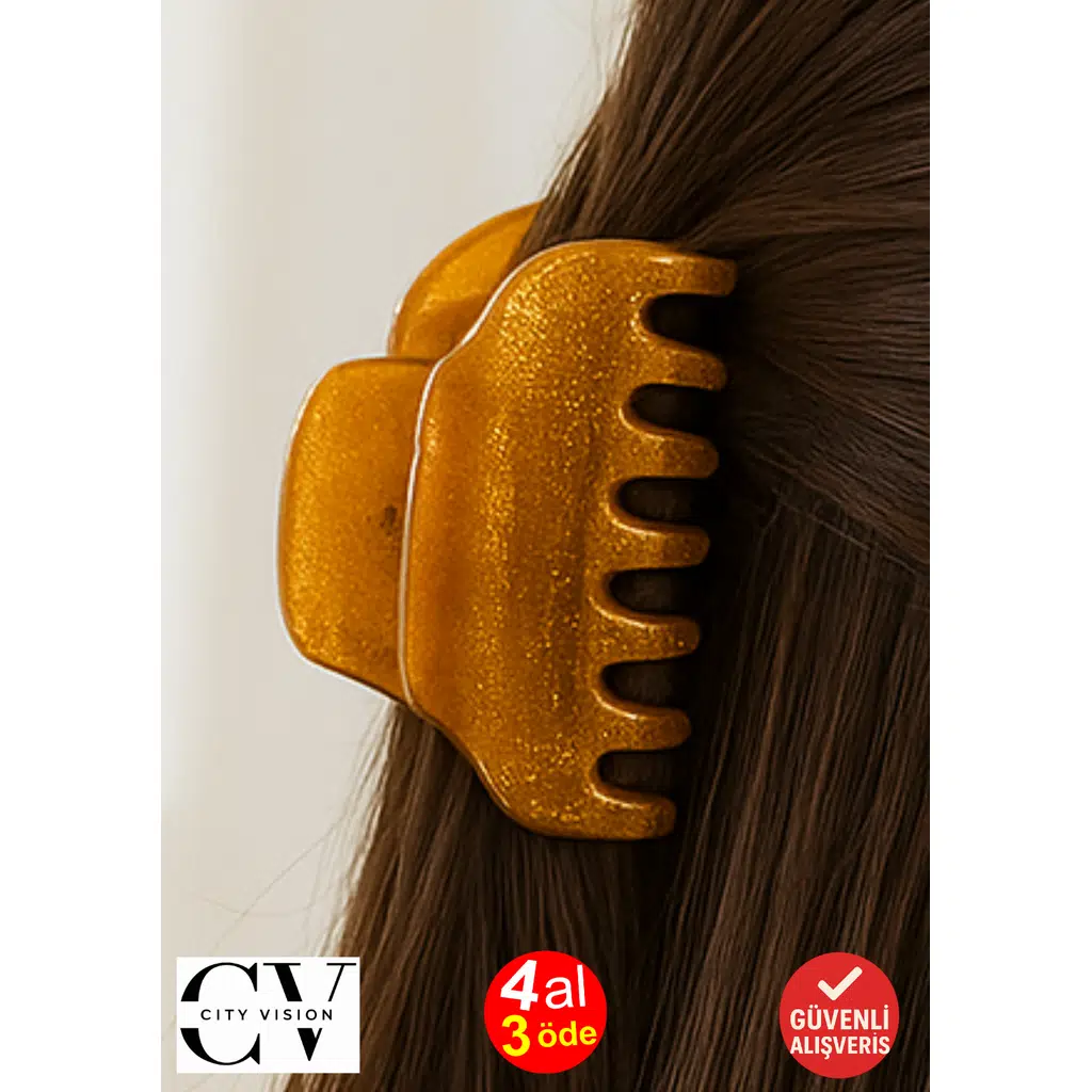 Simli Hardal Renk Tırmık Model Mandal Toka 11 cm - Şık ve Dayanıklı