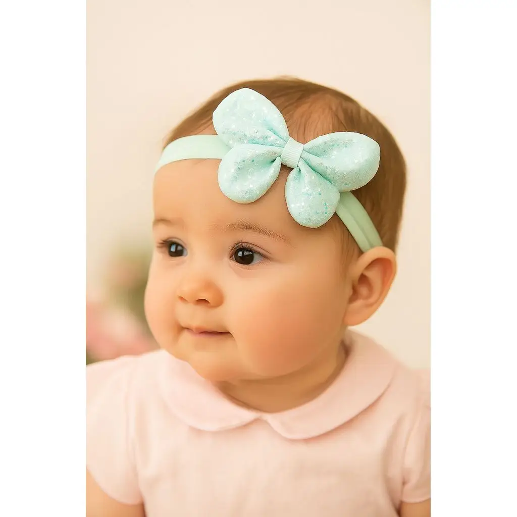 Simli Kurdele Desenli Bebek ve Kız Çocuk Saç Bandı