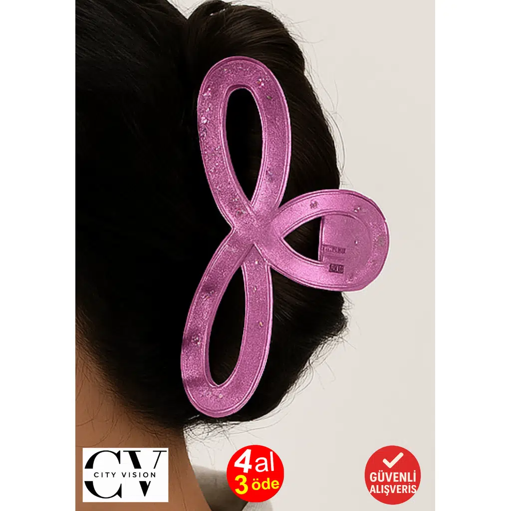 Simli Lavanta Renk Kurdele Model Mandal Toka 11 cm - Şık ve Dayanıklı