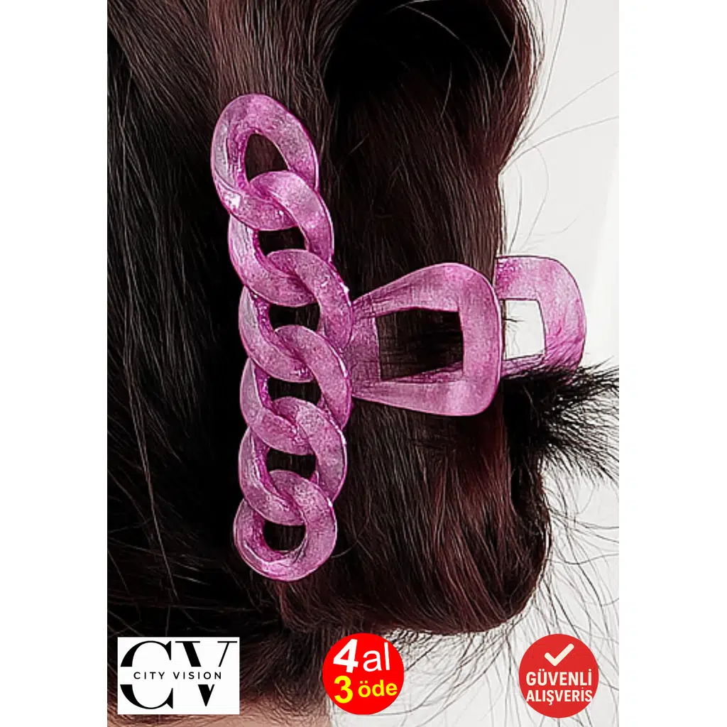 Simli Lavanta Renk Zincir Model Mandal Toka 11 cm - Şık ve Dayanıklı