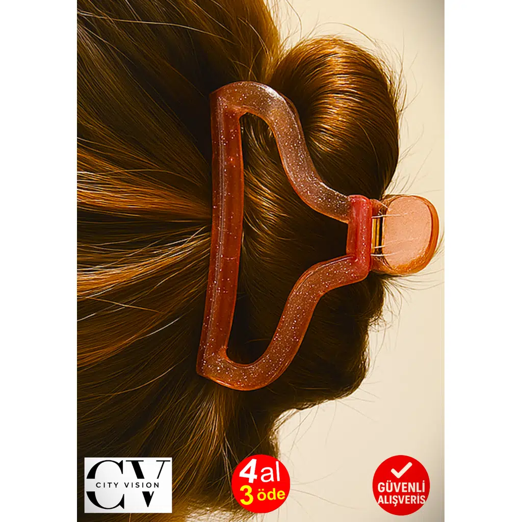 Simli Oval Model Gül Kurusu Renk 11 cm Kadın Mandal Saç Tokası - Şık ve Dayanıklı