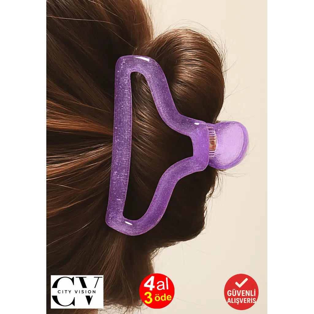 Simli Oval Model Lavanta Renk 11 cm Kadın Mandal Saç Tokası - Şık ve Dayanıklı