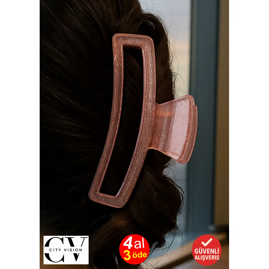 Simli Pudra Pembe Renk Eliptik Model Mandal Toka 11 cm - Şık ve Dayanıklı