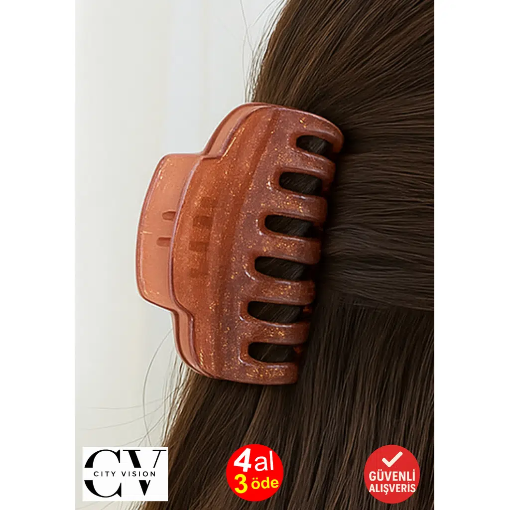 Simli Pudra Pembe Renk Tırmık Model Mandal Toka 11 cm - Şık ve Dayanıklı