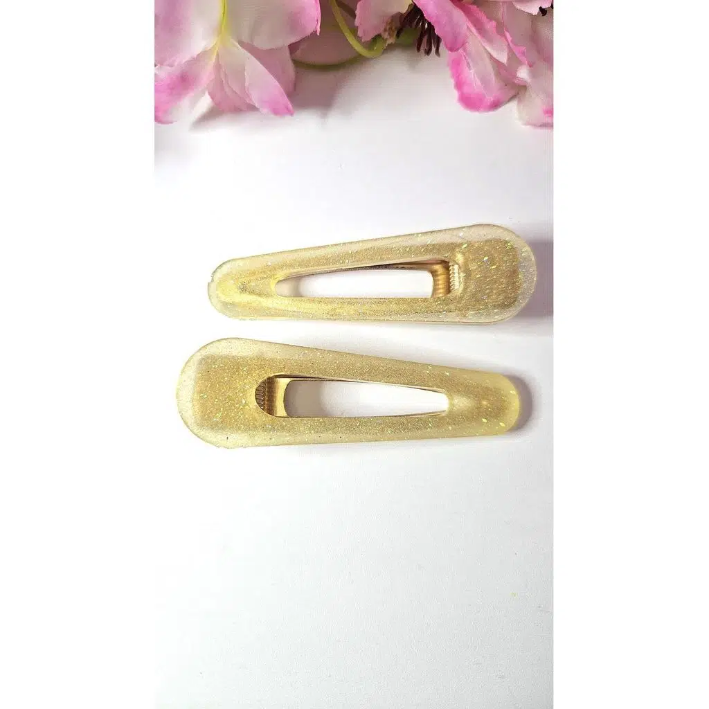 Simli Yan Saç Tokası 2 adet Sarı Renk 7 cm