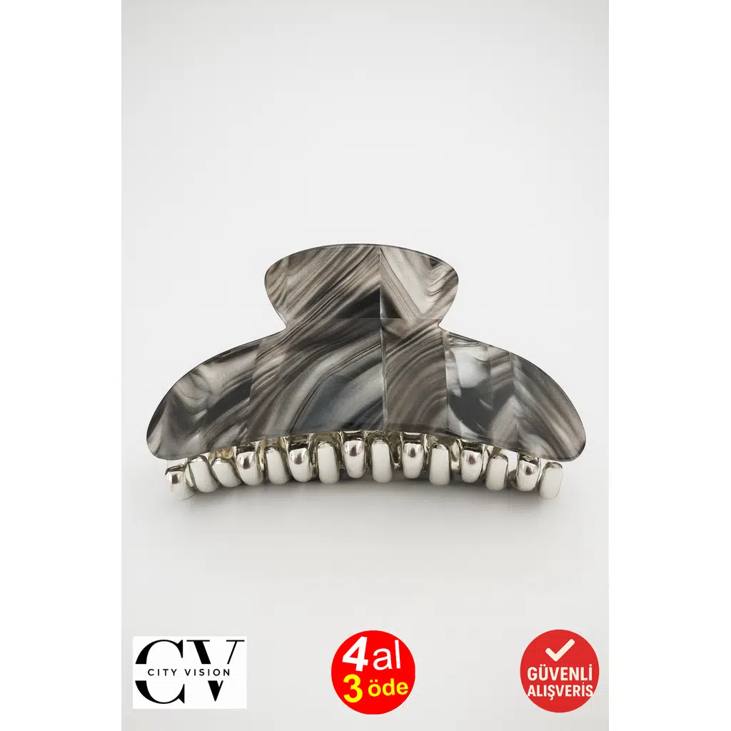 Siyah Mermer Desenli 7 cm Kemik Mandal Toka - Şık ve Dayanıklı