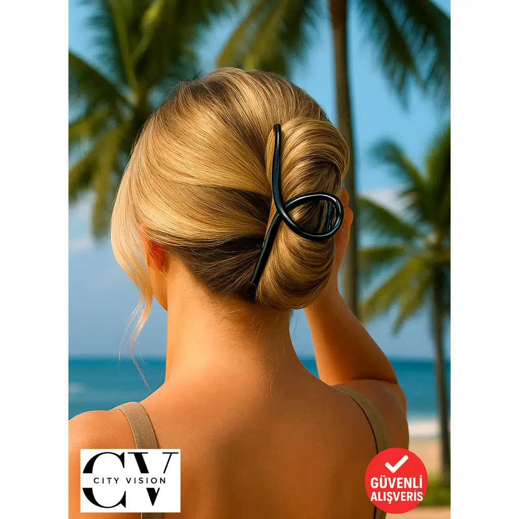 Siyah Renk 11 cm Büyük Boy Metal Mandal Saç Tokası – Güçlü ve Şık