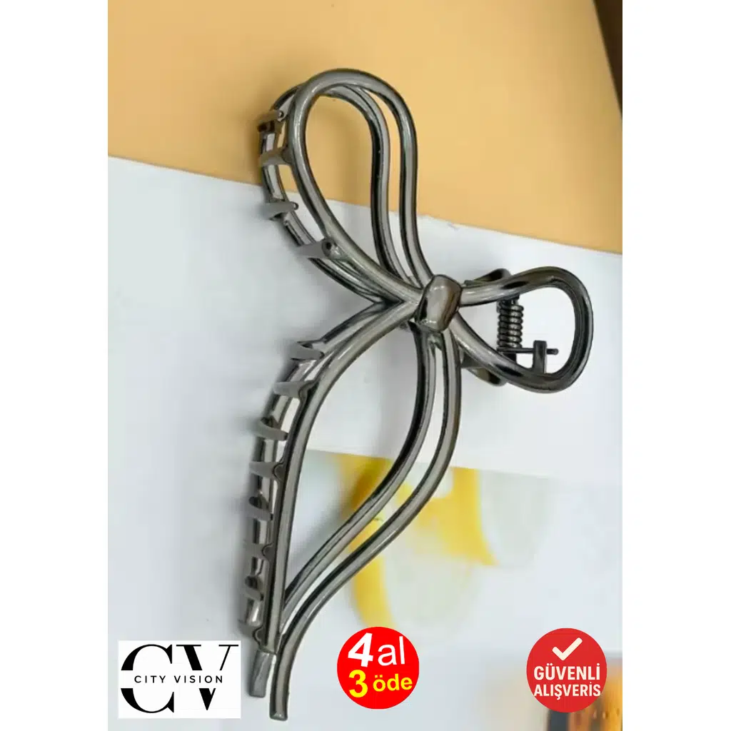 Siyah Renk Metal Fiyonk Model Saç Tokası 11 cm