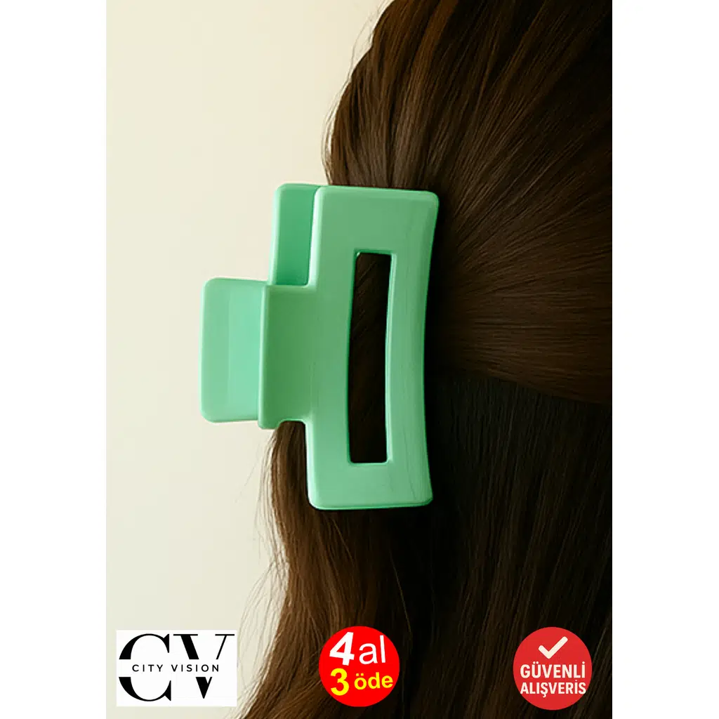 Su Yeşili Renk Televizyon Model Mandal Saç Tokası 11 cm - Şık ve Dayanıklı