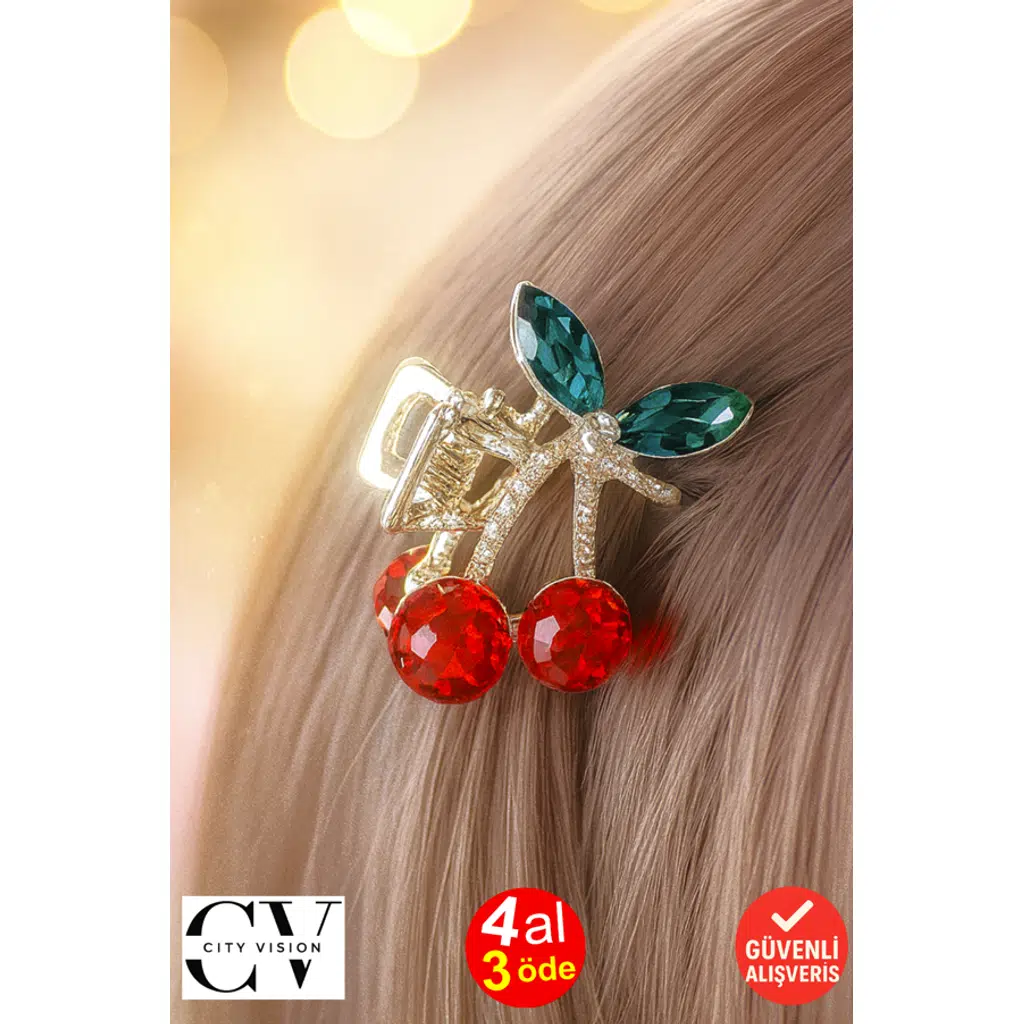 Taşlı Kiraz Model Metal Küçük Boy 3 cm Mandal Toka