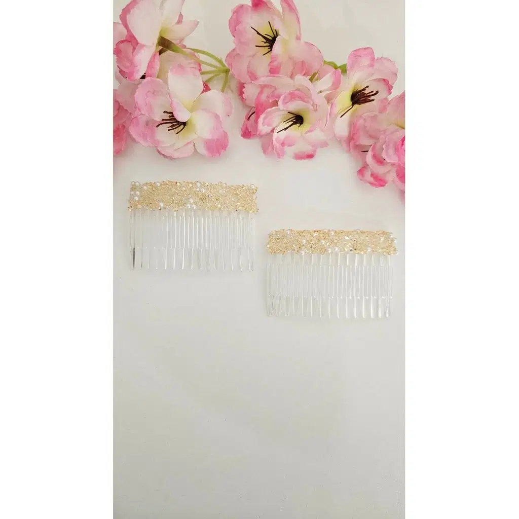 Taşlı Yan Tarak Toka 2 Adet 7 Cm