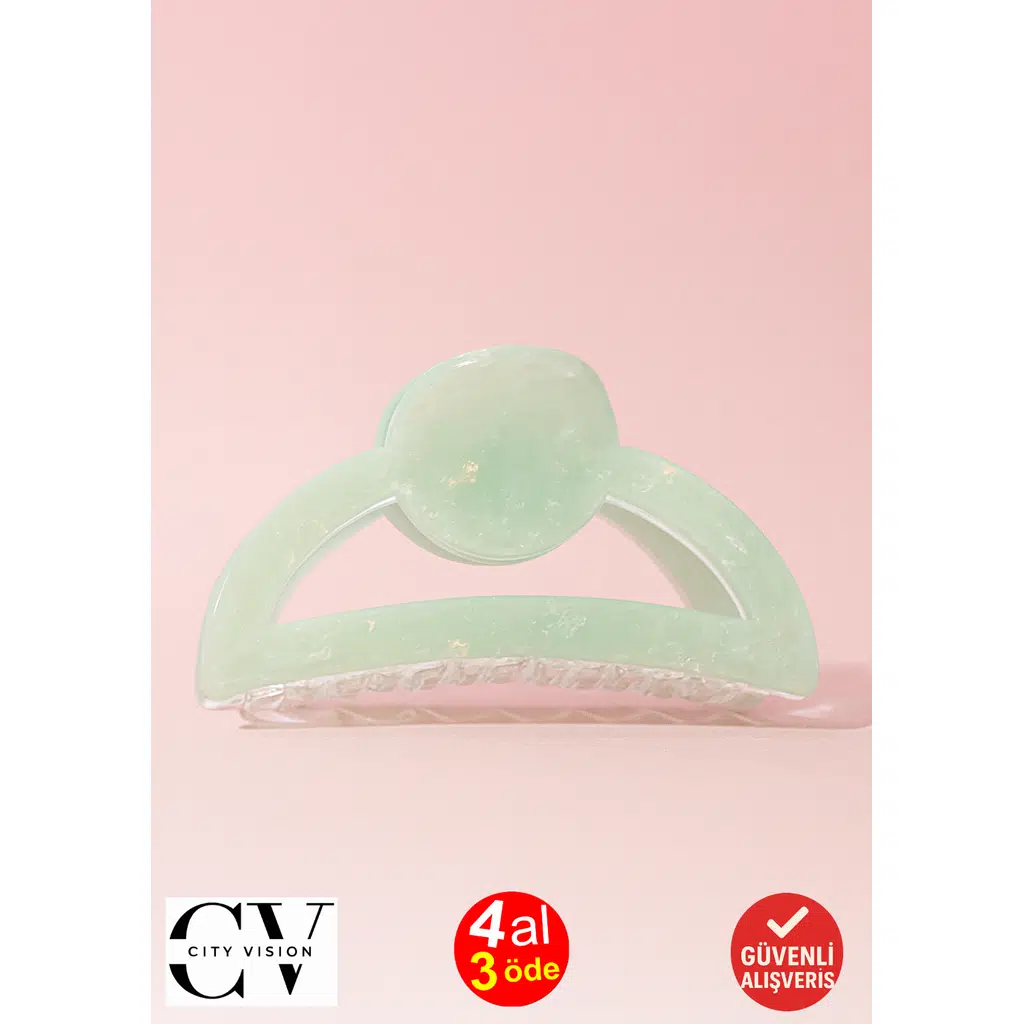 Yeşil Parıltılı Oval Model Asetat Mandal Saç Tokası 9 cm – Şık ve Dayanıklı 